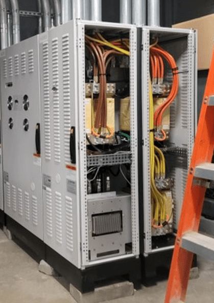 Cable terminations inside an open SmartGATE cabinet during installation